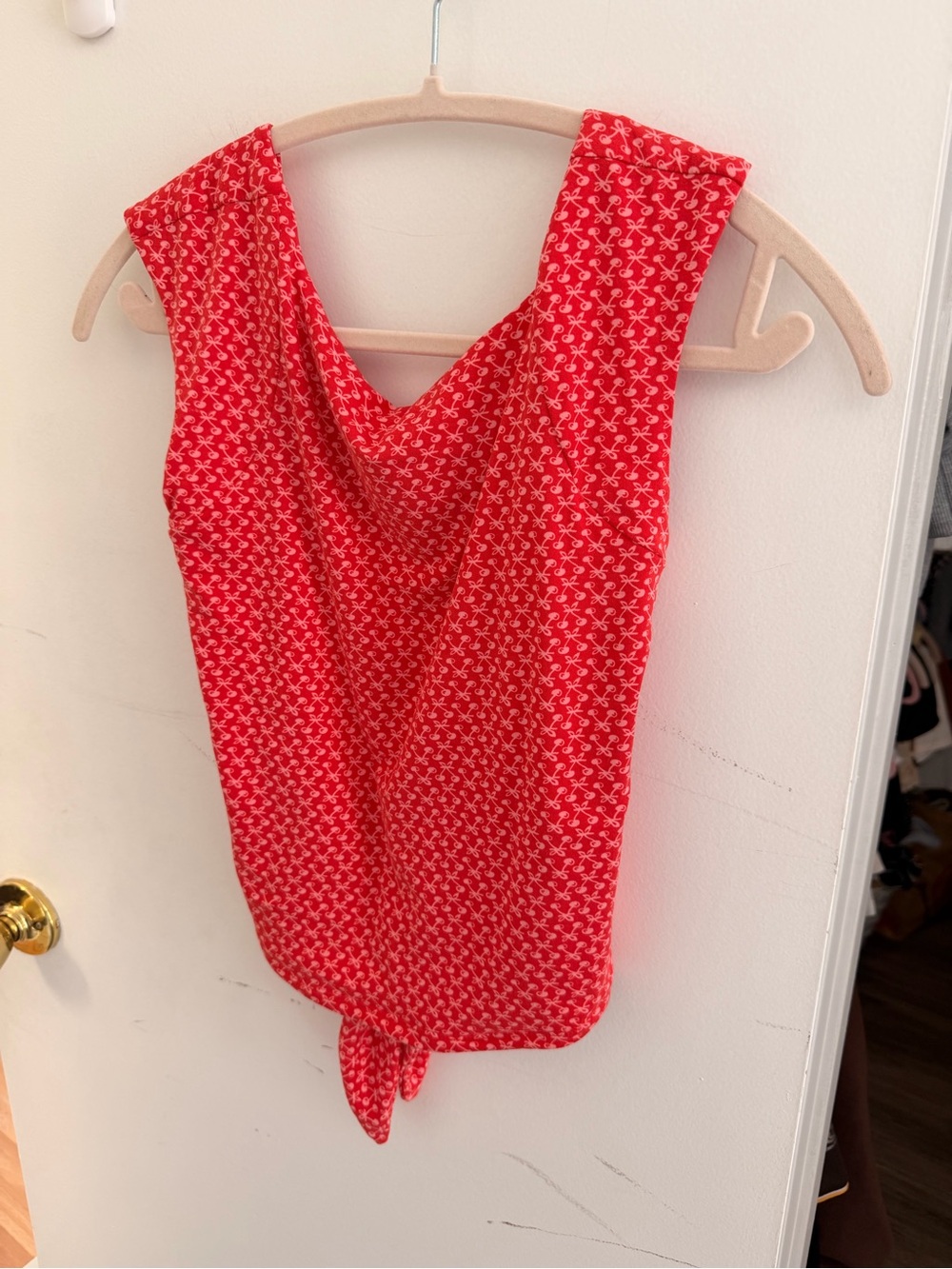 Urban Outfitters Red Printed Tie-Hem Cowl Neck Camisole